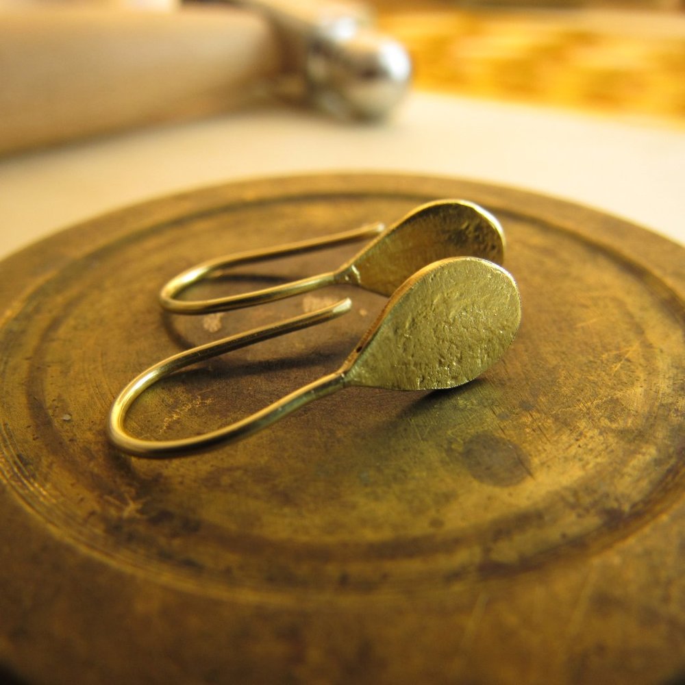 Handmade 24K Gold Dangle Earrings – Minimalist Drop, Luxury Gift